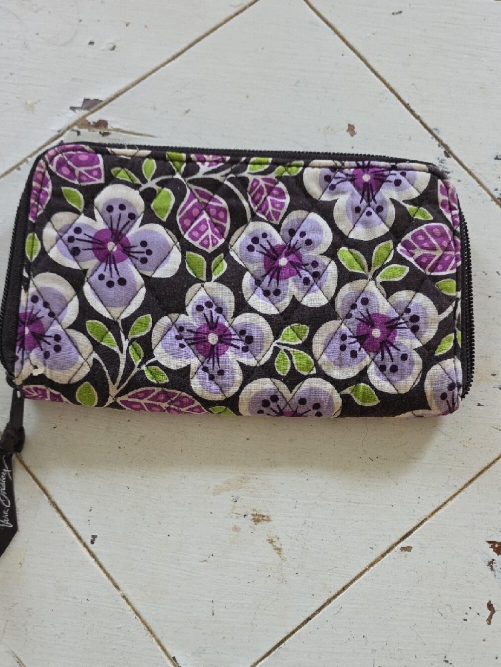 Vera Bradley Black Quilted Wallet with Purple Floral Print - Picture 3 of 3